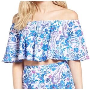 Show Me Your Mumu Heidi Blue Floral Crop Top Size Small